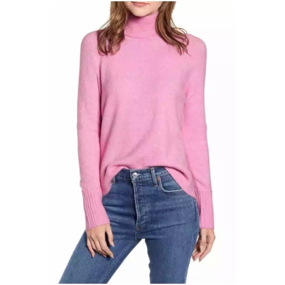 J.crew SIDE SLIT SUPER SOFT TURTLENECK PINK SWEATER  Medium